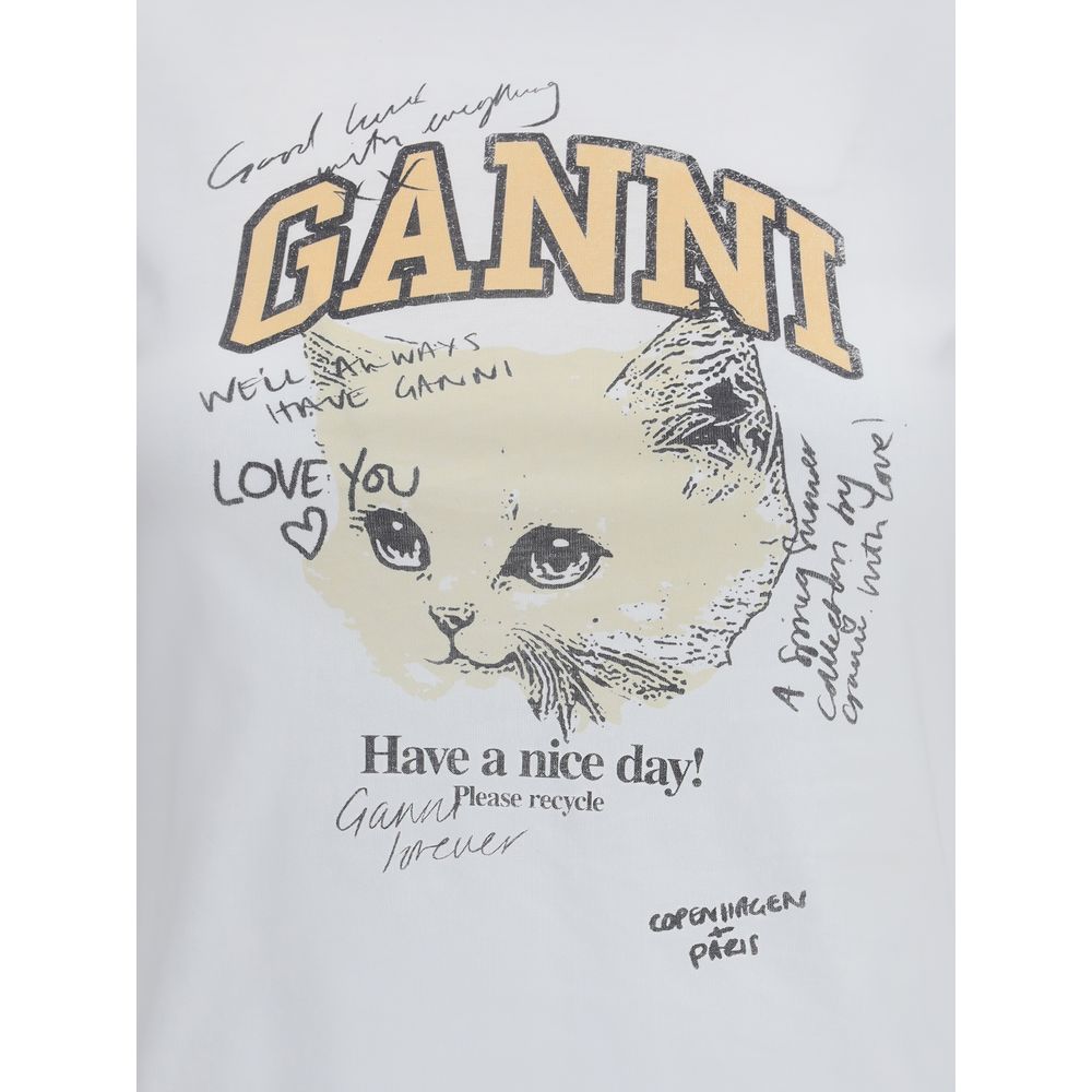 Ganni White Cotton T-Shirt