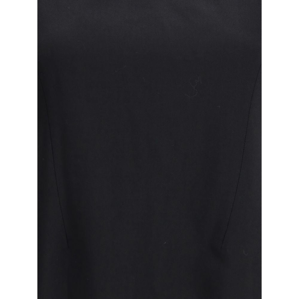 Close-up of Alexander McQueen Black Wool Casual Dress with elegant fitted silhouette.