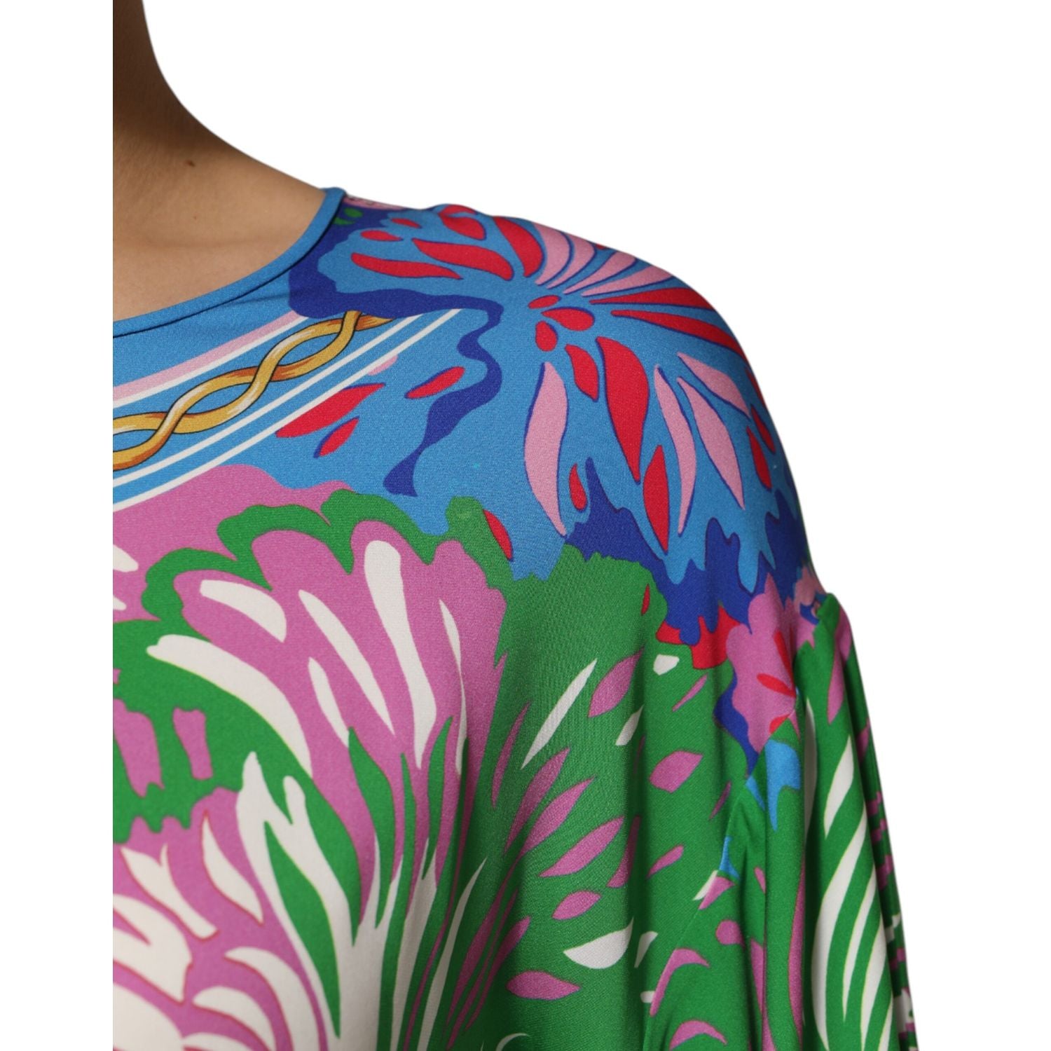 Dolce & Gabbana Multicolor Floral Print Silk Blouse Tunic Top