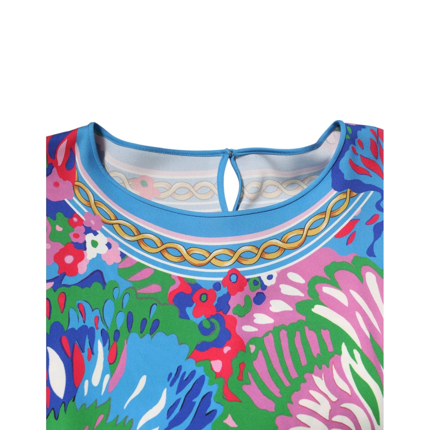 Dolce & Gabbana Multicolor Floral Print Silk Blouse Tunic Top showcasing vibrant floral design and lightweight fabric.
