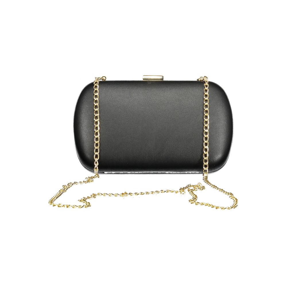 Mario Valentino Black Polyethylene Handbag with removable chain shoulder strap and snap closure