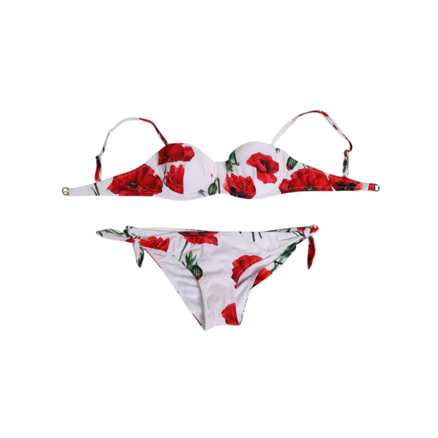 Dolce & Gabbana White Floral Swimsuit 2 Piece Top Bottom Swimwear