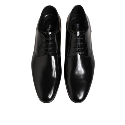 Dolce & Gabbana Black Calfskin Leather Derby Men Dress Shoes