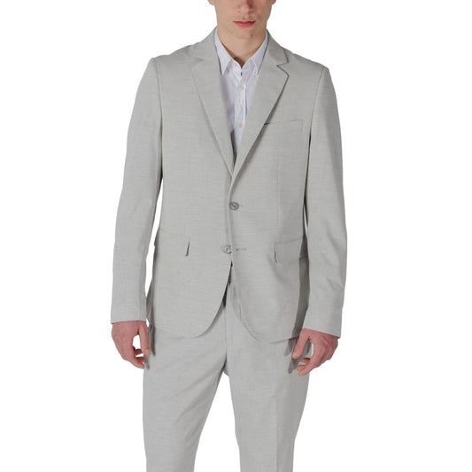 Antony Morato Gray Polyester Blazer - Elegant men's suit jacket for formal occasions, LUIS REGULAR FIT MMJS00066-FA650357.