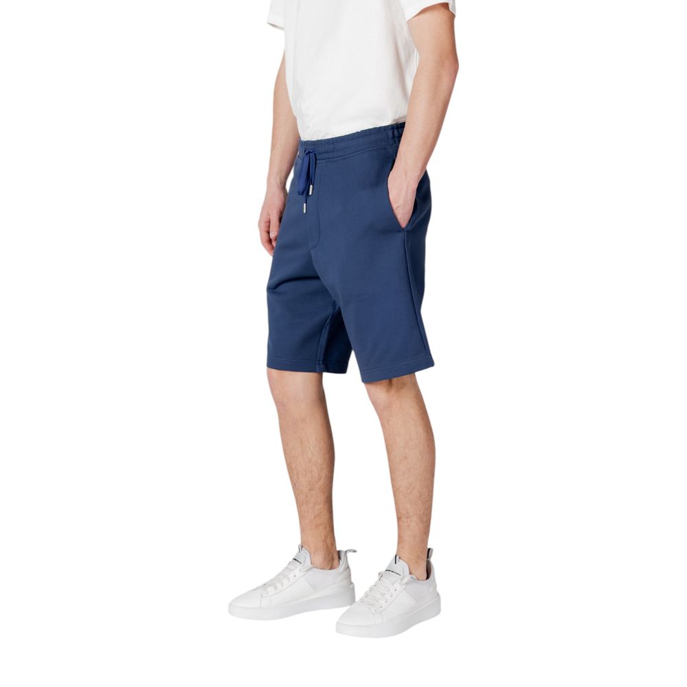 Replay Blue Cotton Bermuda Shorts with regular fit and elastic waistband, perfect for casual summer style.
