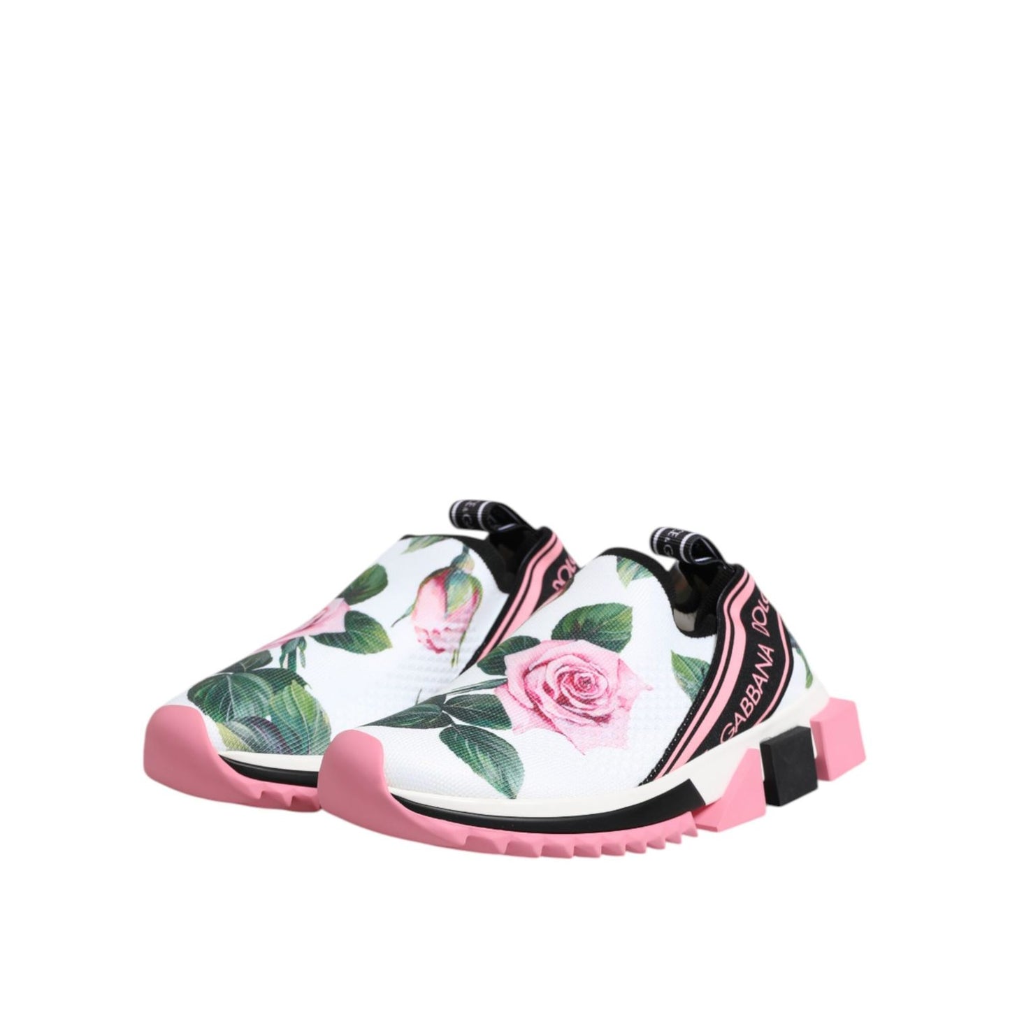Dolce & Gabbana White Rose Print Sorrento Sneakers Shoes