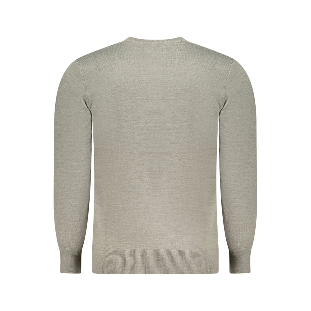 North Sails Gray Nylon Sweater, long-sleeved crew neck with logo embroidery, back view