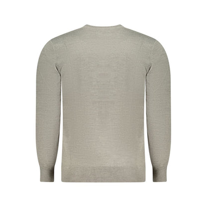 North Sails Gray Nylon Sweater, long-sleeved crew neck with logo embroidery, back view