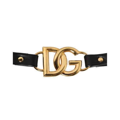 Dolce & Gabbana Black Leather Gold Chain Bag Accessory Shoulder Strap