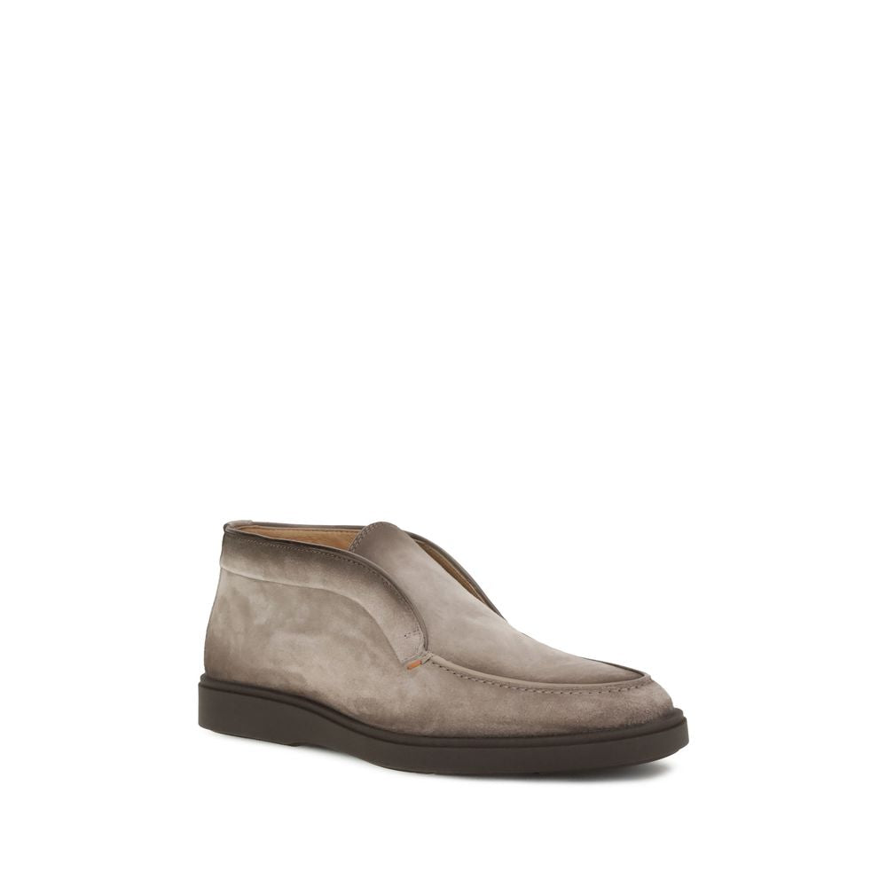 Santoni Gray Calf Leather Bos Taurus Ankle Boots