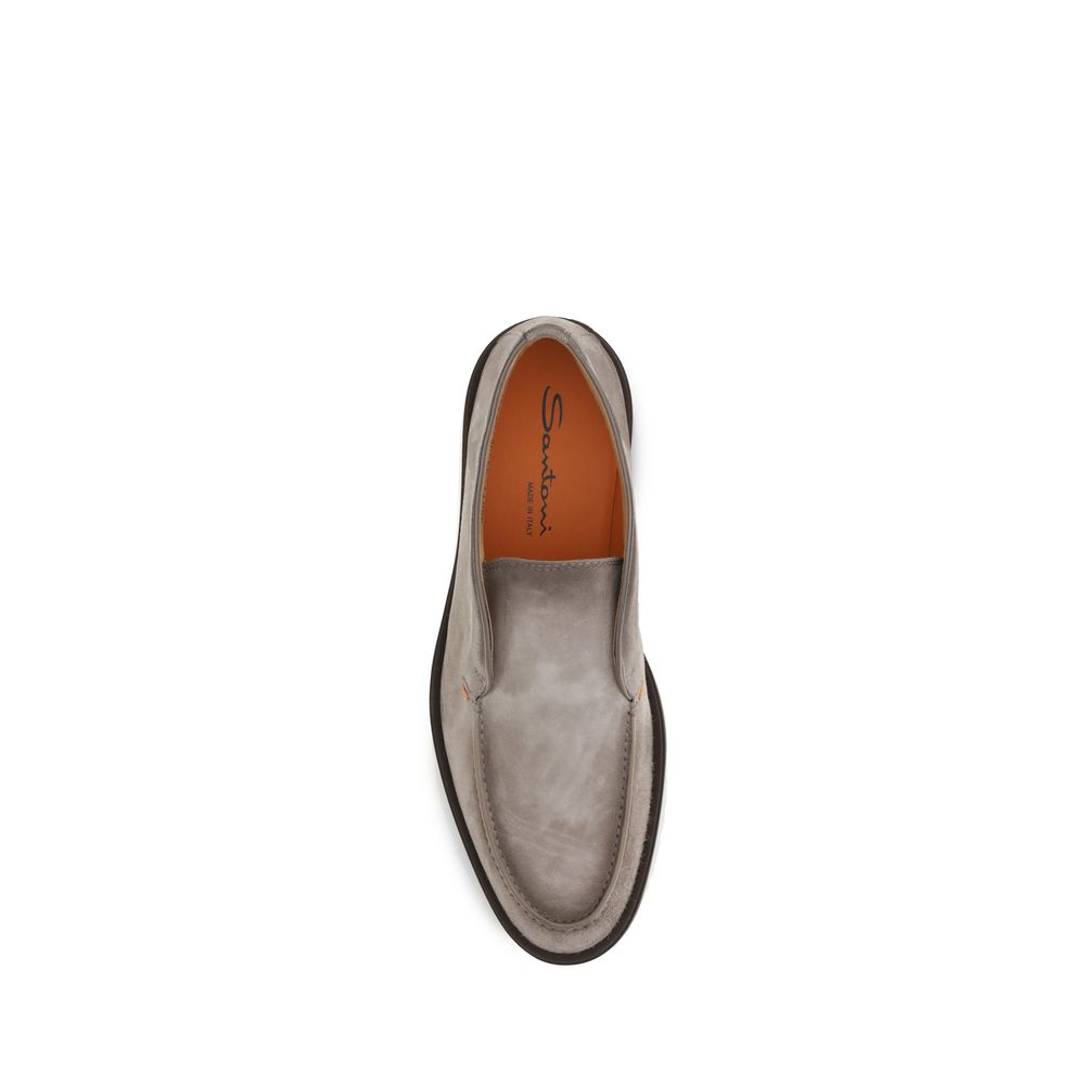 Santoni Gray Calf Leather Bos Taurus Ankle Boots