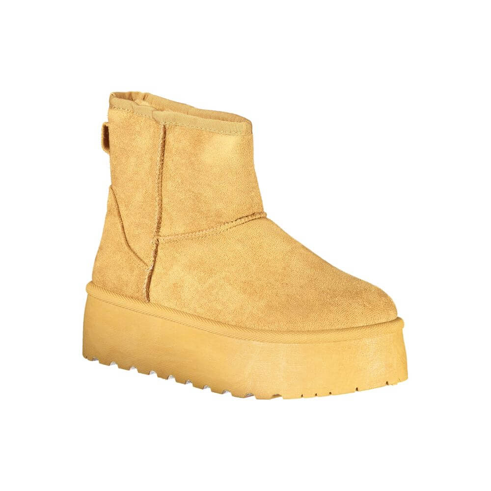 Laura Biagiotti Brown Polyester Women Boot - elegant, luxury boots with a 4cm wedge and iconic logo design.