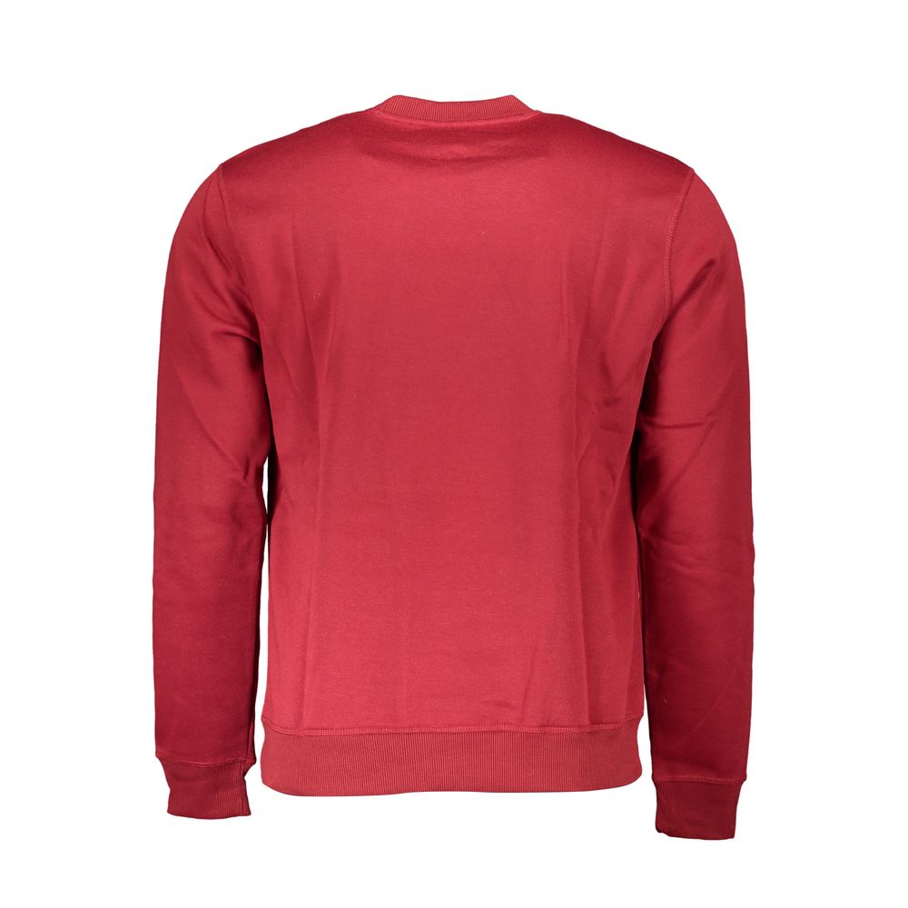 Gianmarco Venturi Red Cotton Sweatshirt, long sleeve, fleece crew neck with logo embroidery.