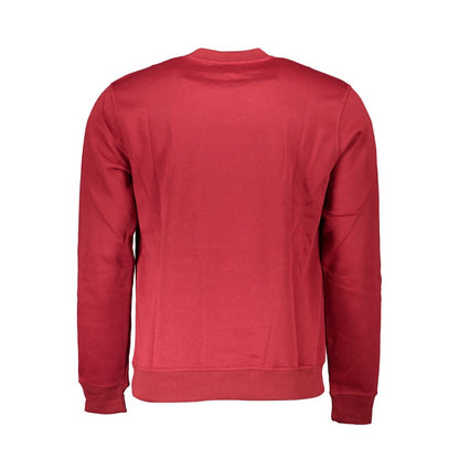 Gianmarco Venturi Red Cotton Sweatshirt, long sleeve, fleece crew neck with logo embroidery.