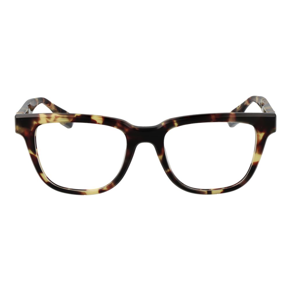 Trussardi Brown Acetate Glasses (Frames) in full-rim rectangle style for men, featuring demo lenses and spring hinge.
