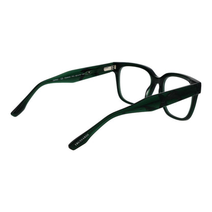 Trussardi Green Acetate Glasses (Frames), full-rim square style, green color, spring hinge, size 52-18-145, for men.