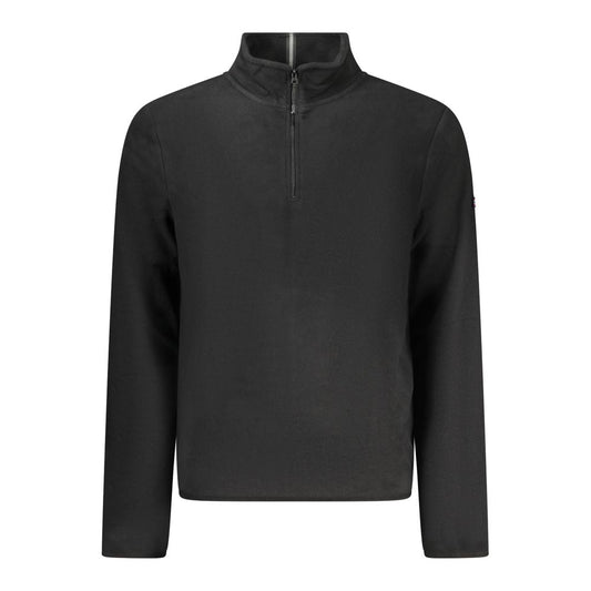 Norway 1963 Black Polyester Men Sweater with half-zip and contrast details, sleek design for trendy cool-weather style.