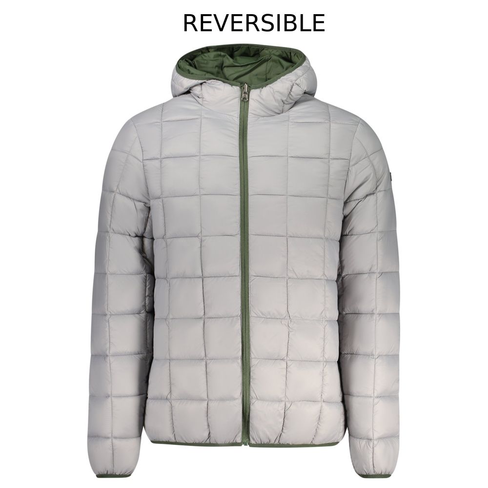 Norway 1963 Green Polyester Men's Reversible Jacket with hood and applique logo shown in white and green.