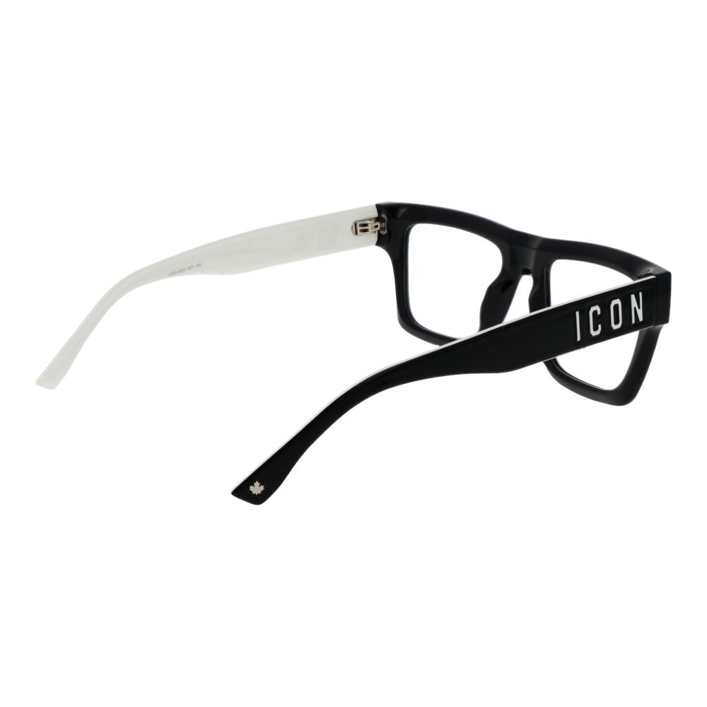 Alt Tag: Dsquared² Black Cellulose Propionate Glasses (Frames) with full-rim black design and branded sides, perfect men's eyewear accessory.