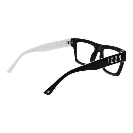 Alt Tag: Dsquared² Black Cellulose Propionate Glasses (Frames) with full-rim black design and branded sides, perfect men's eyewear accessory.