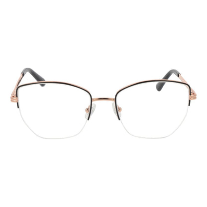 Guess Gray Metal Glasses (Frames) for women with half-rim design, gray metal frame, and plastic lenses, includes branded case.