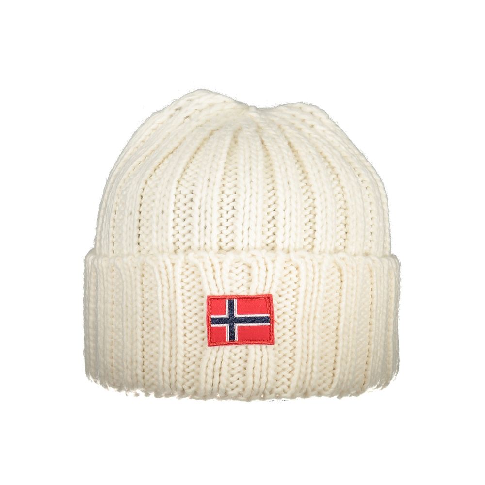 Norway 1963 White Marabou Men Cap with embossed logo on knitted texture.