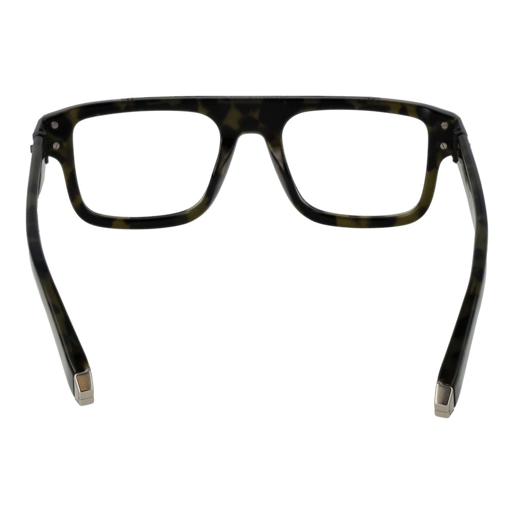 Back view of Philipp Plein Green Titanium Glasses Frames in square style, full-rim design, with demo plastic lenses.