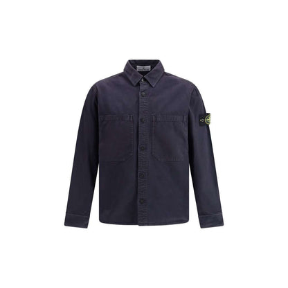 Stone Island Blue Cotton Dress Shirt