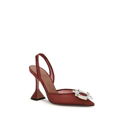 Amina Muaddi Bordeaux Polyester Pumps