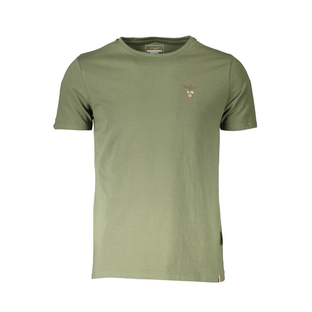 Aeronautica Militare Green Cotton Underwear outdoor t-shirt with short sleeves and crew neck, featuring logo