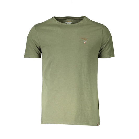 Aeronautica Militare Green Cotton Underwear outdoor t-shirt with short sleeves and crew neck, featuring logo