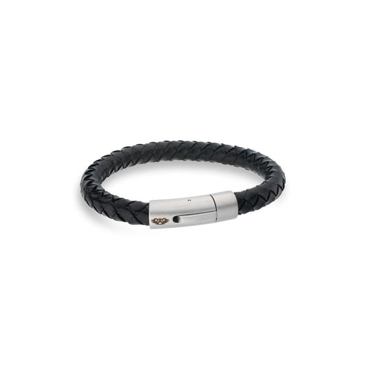 AN JEWELS JEWELRY Mod. AA.P233BK.M bracelet with black braided leather and silver clasp