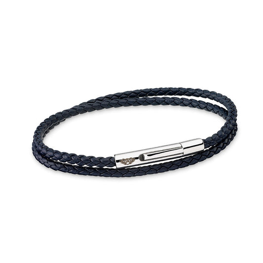 AN JEWELS JEWELRY Mod. AA.P236BL.2M dark braided bracelet with silver clasp