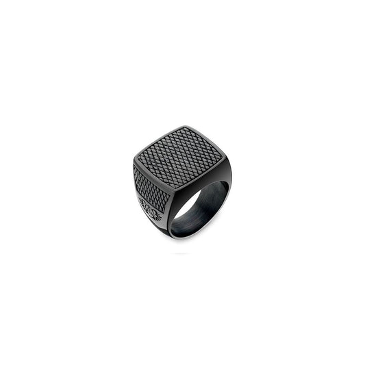 AN JEWELS JEWELRY Mod. AA.R02B-11 silver ring with square textured design on a white background