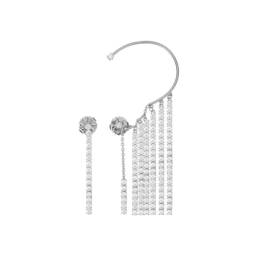 AN JEWELS JEWELRY Mod. AB.EP003 silver earrings with cascading crystal design