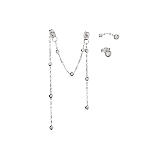 AN JEWELS JEWELRY Mod. AB.EP006 elegant silver chain and stud earrings set