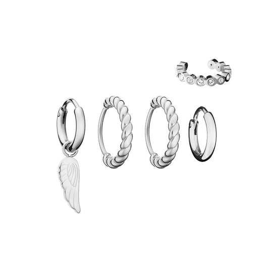 AN JEWELS JEWELRY Mod. AB.EP051 earrings featuring silver hoops and a wing charm