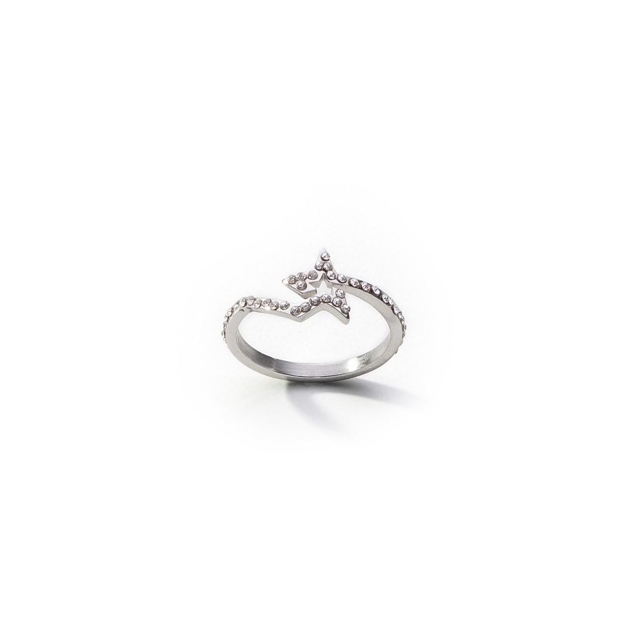 AN JEWELS JEWELRY Mod. ADC.R01SC-9 elegant silver ring with star design, sparkling stones adding a touch of sophistication.