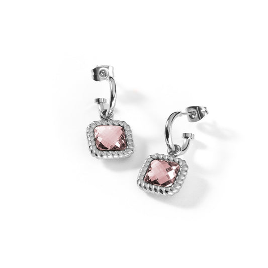 AN JEWELS JEWELRY Mod. AL.EMW07SPK stylish pink gemstone earrings with silver setting
