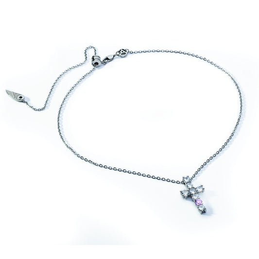 AN JEWELS JEWELRY Mod. AL.NLOY3SC silver cross necklace with gemstone accents on a chain.