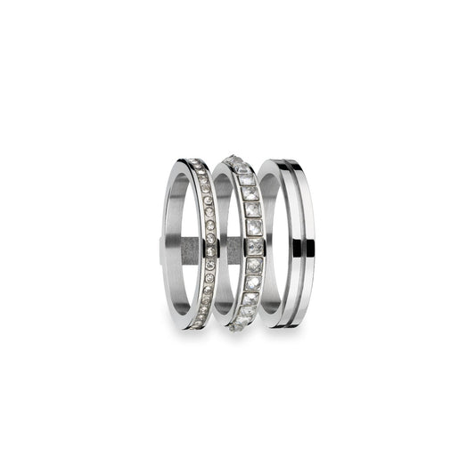 AN JEWELS JEWELRY Mod. AR.R3NS01SC-8 sleek silver rings with crystal embellishments