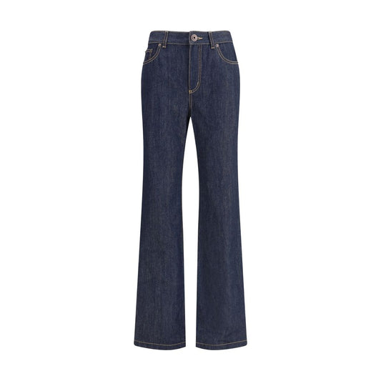 Alexander McQueen Blue Cotton Straight-Leg Jeans with five-pocket design and contrast stitching, AW25 season, regular fit.