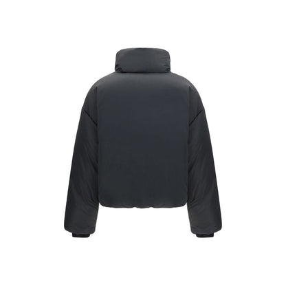 Ami Paris Black Polyamide Full-Length Jacket with snap-button closure and padded design for warmth and style, back view.