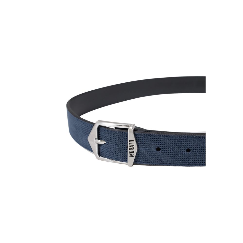Antony Morato Blue Leather Regular Belt with modern metal buckle, 30mm width, perfect for casual and formal outfits.