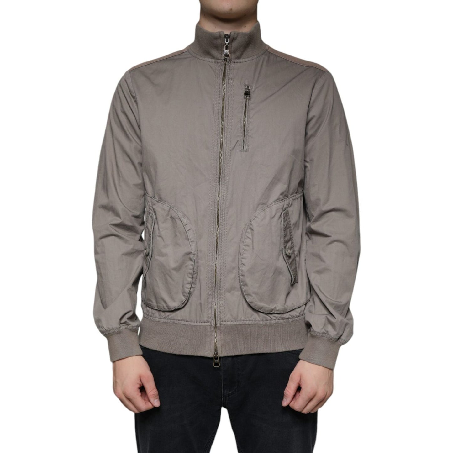Armani Jeans Brown Cotton Full Zip Bomber Logo Jacket JKT4078-48