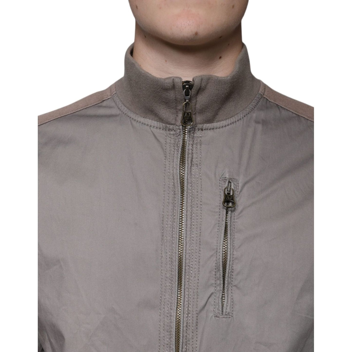 Armani Jeans Brown Cotton Full Zip Bomber Logo Jacket JKT4078-48