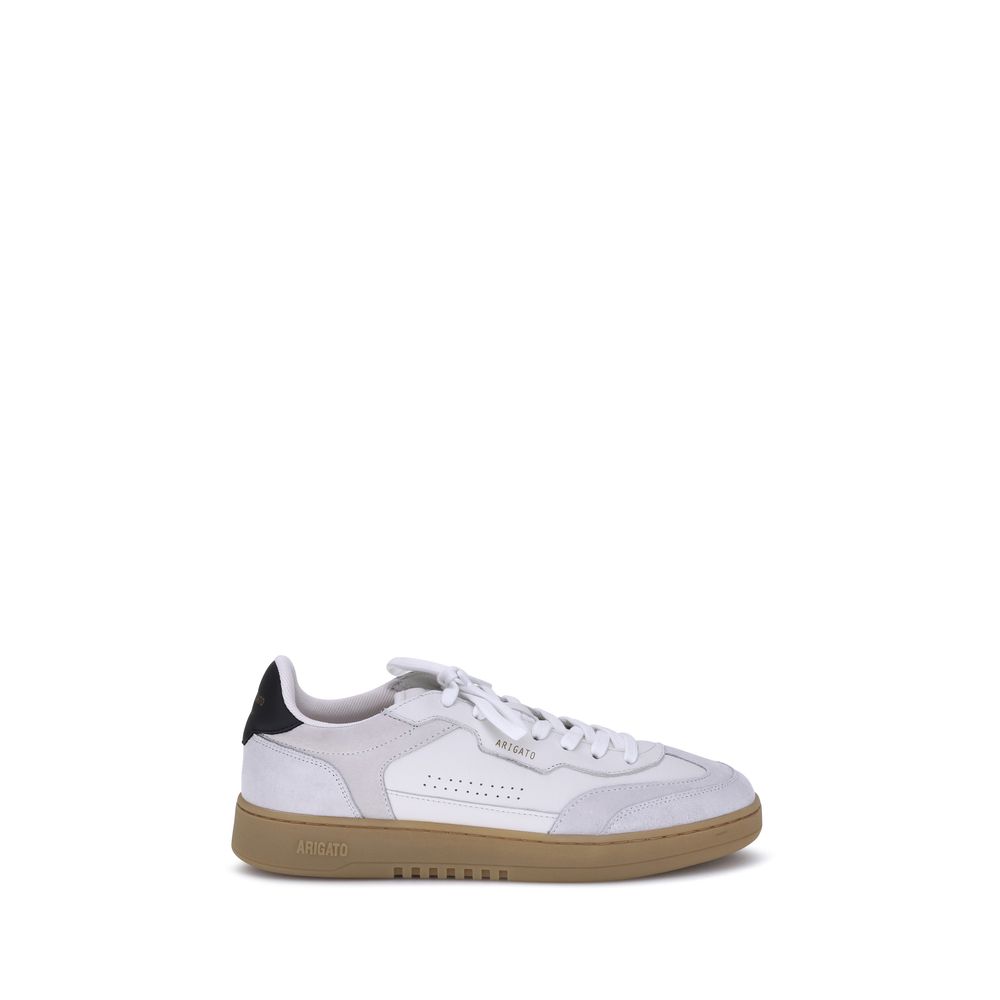 Axel Arigato White Calf Leather Bos Taurus Low Top Sneakers with flat sole, lace-up closure, and perforated side design