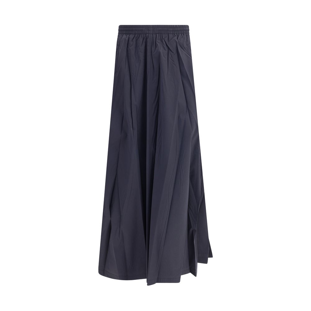Balenciaga Blue Polyester Long Skirt with flared silhouette and elastic waistband, ideal for casual-chic looks.