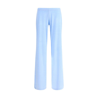 Balenciaga Light Blue Triacetate Casual Pants with elasticated waist and flare legs made of bistretch velvet for AW25 season.