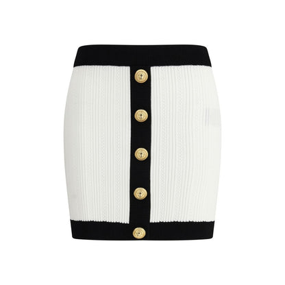 Balmain White Viscose Mini Skirt